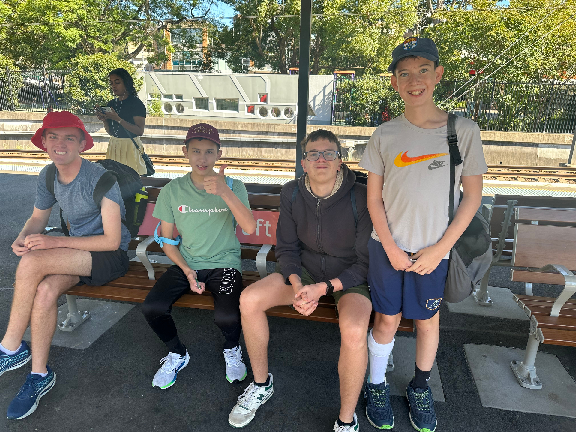 With George group at a Sydney train station