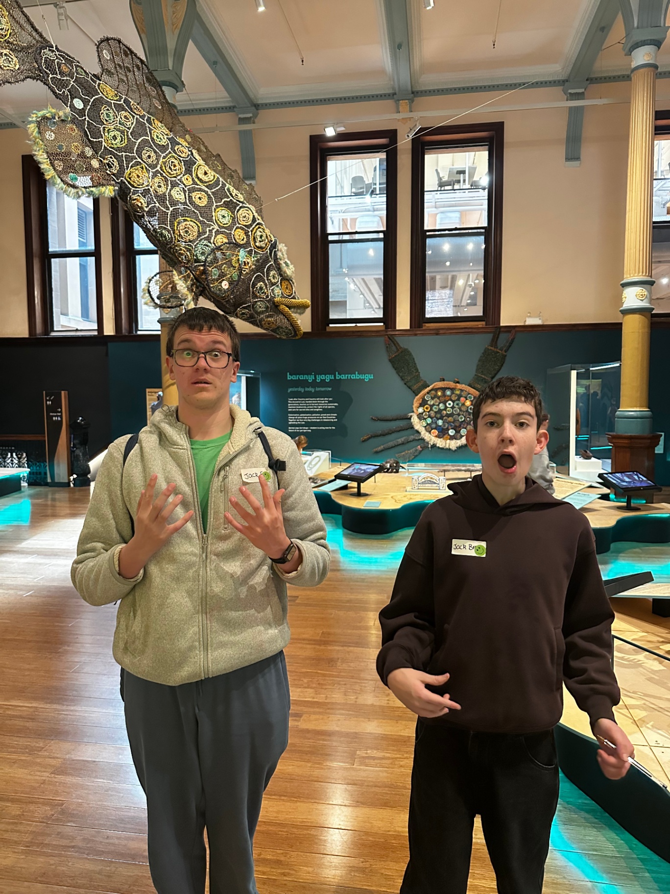 With George mates exploring an art installation at the Australian Museum