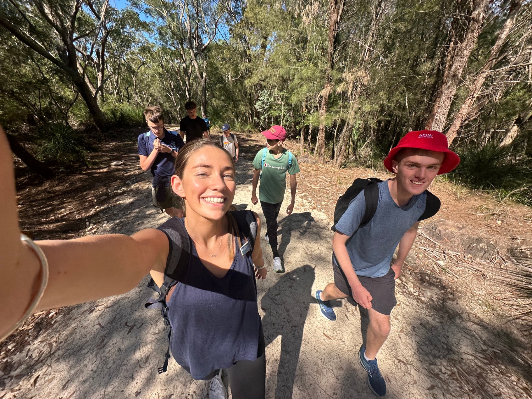 With George mentor and participants hiking together